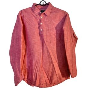Banana republic 100% linen cotton long sleeve, pull over quarter shirt, Size M